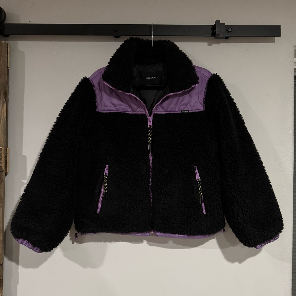 COACH Quilted Sherpa Zip Up Size S